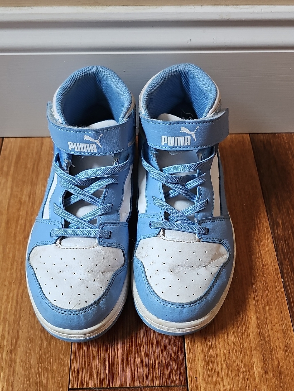 PUMA Kids' Light Blue & White High-Top Sneakers
